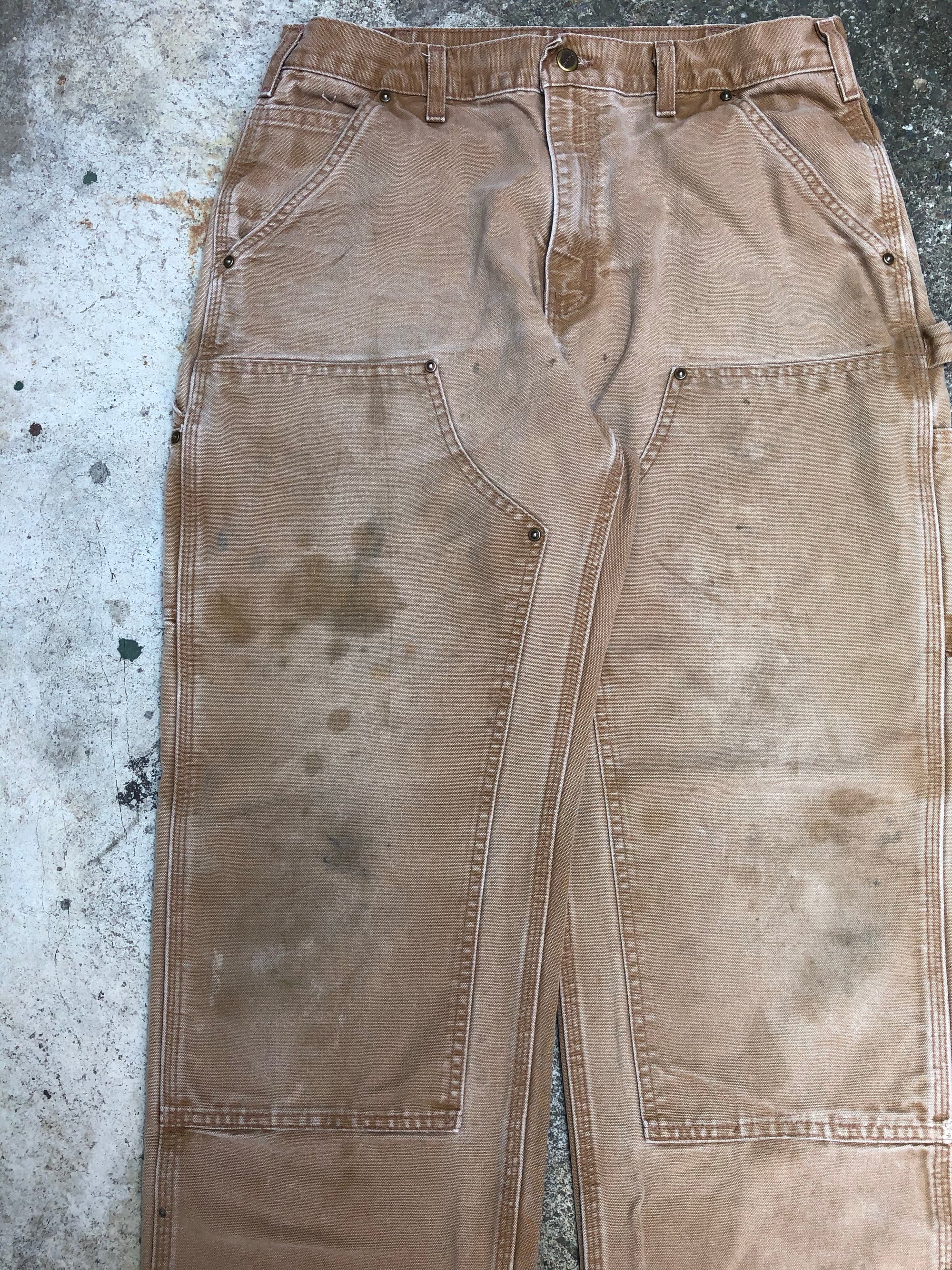 Carhartt B136 Tan Double Front Knee Work Pants (33X31)