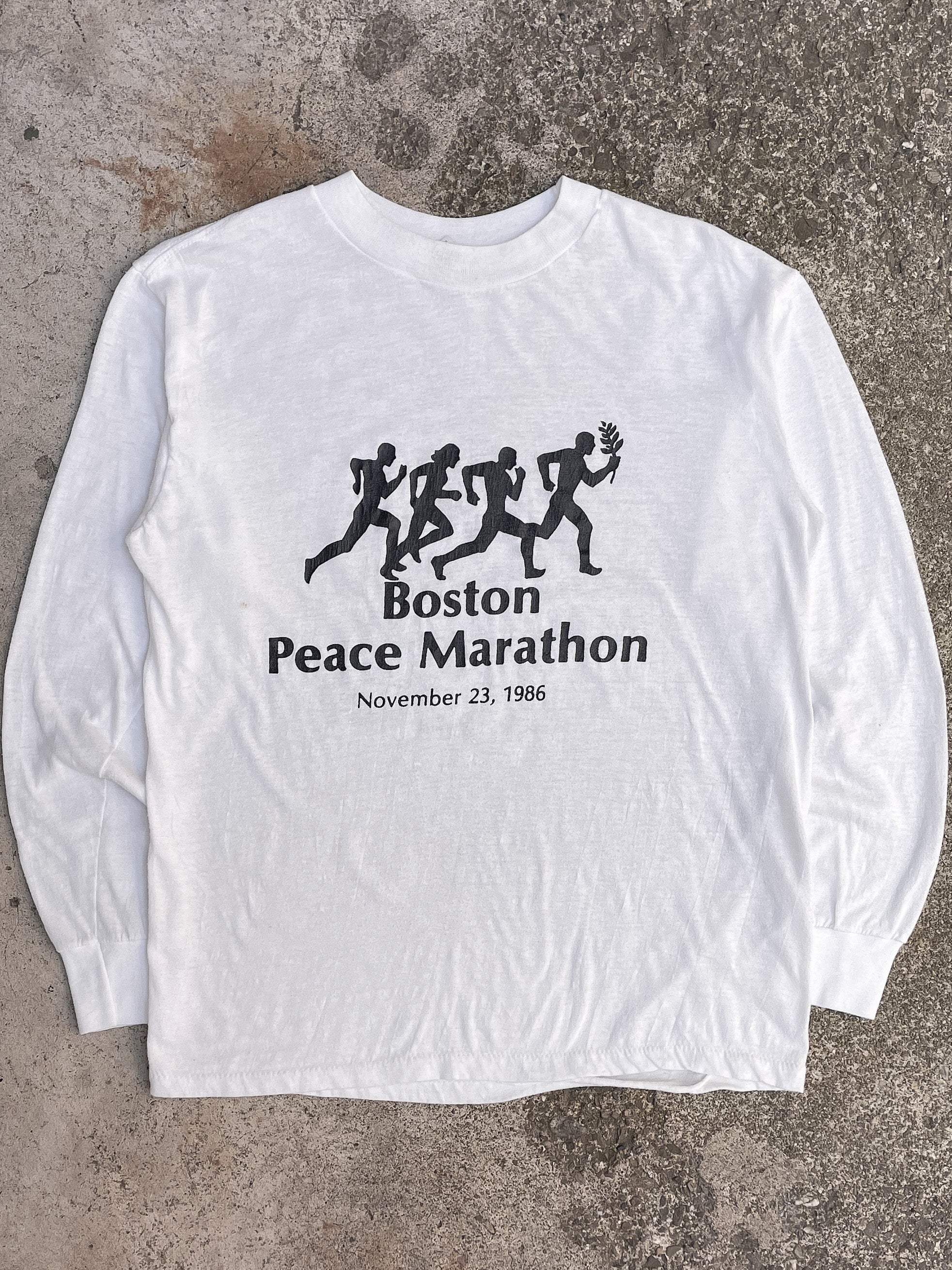 1980s “Boston Peace Marathon” Single Stitched Long Sleeve Tee (M)