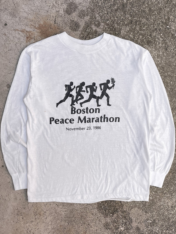 1980s “Boston Peace Marathon” Single Stitched Long Sleeve Tee (M)