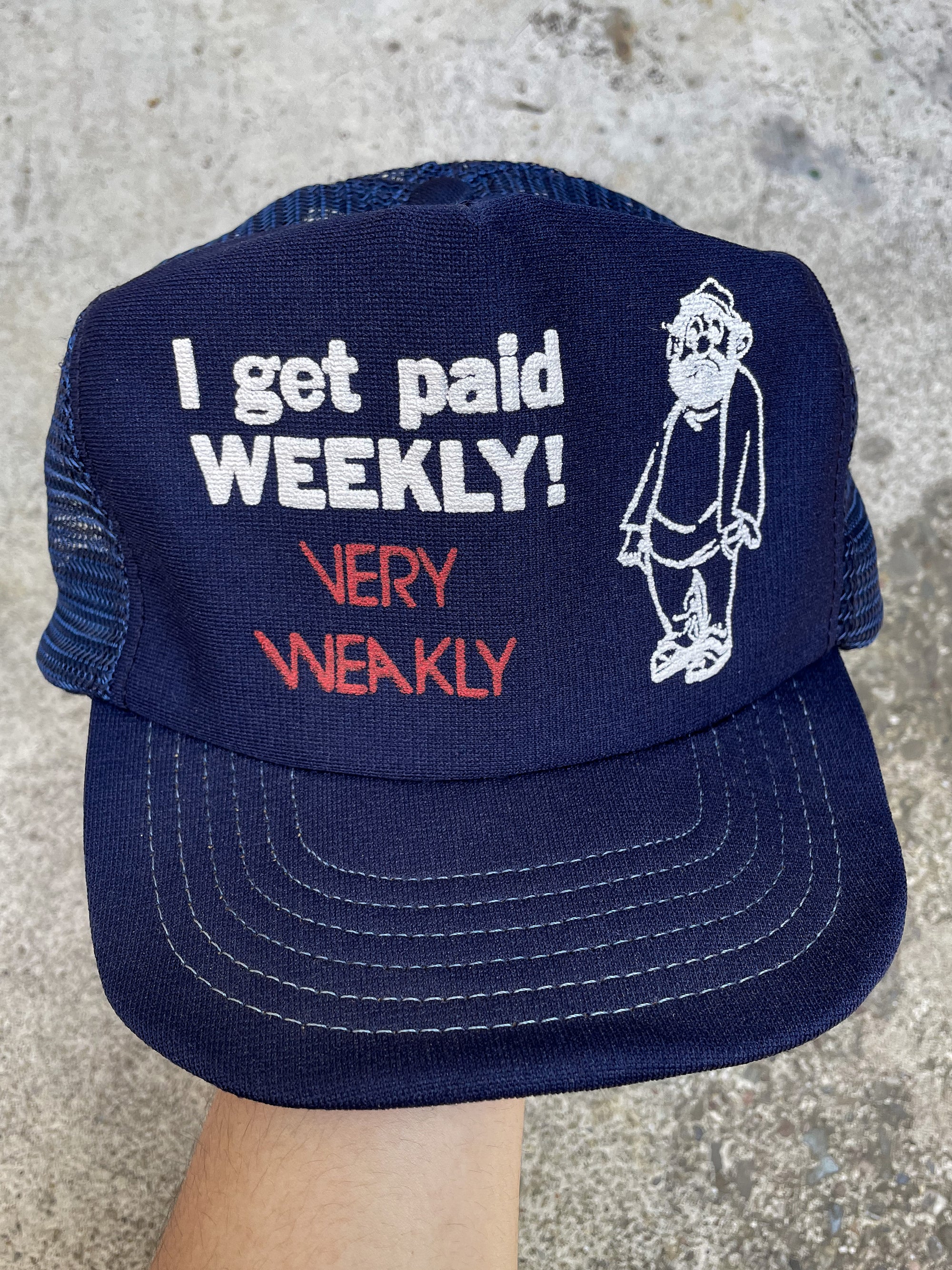 1980s “I Get Paid Weekly” Trucker Hat