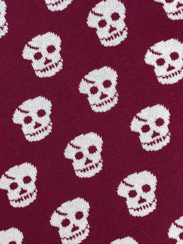 1990s Maroon “Skull” Knit Cardigan