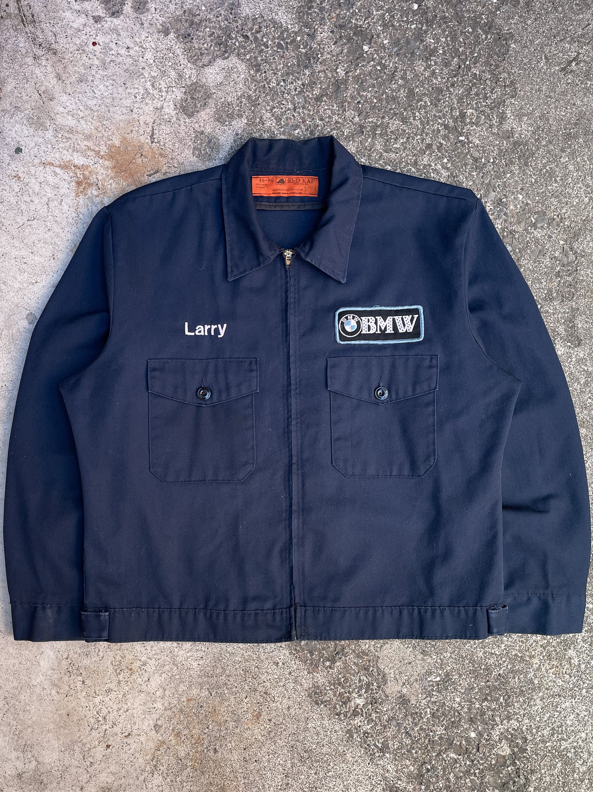 1980s “BMW” Navy Talon Zip Work Jacket