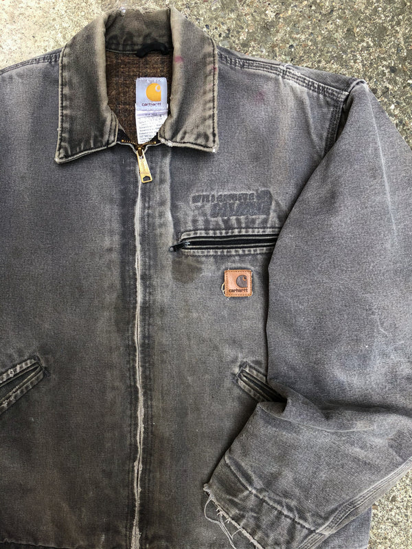 1990s Carhartt Faded Gravel Grey Lined Work Jacket (M)