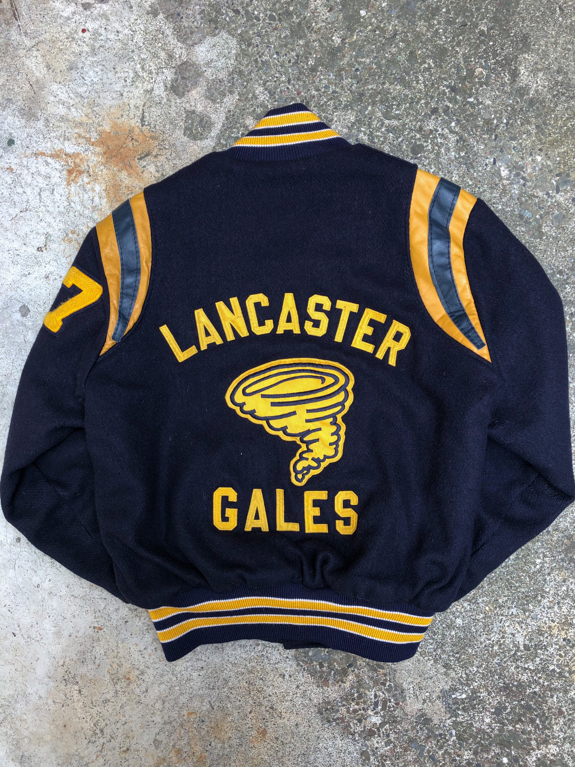 1990s Dark Navy “Lancaster Gales” Wool Varsity Jacket (S/M)
