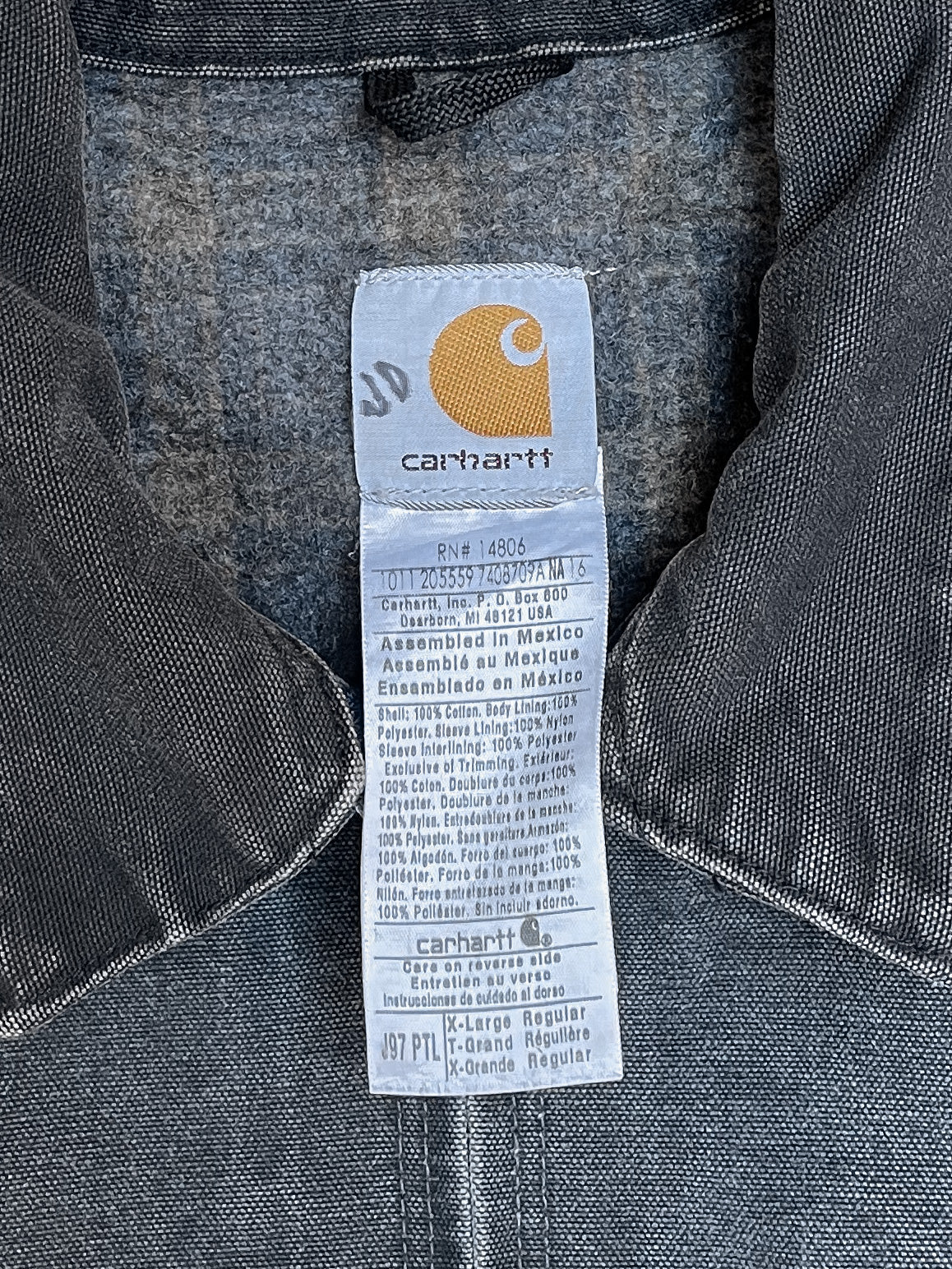 Vintage Carhartt Faded Petrol Blue Lined Work Jacket (XL)