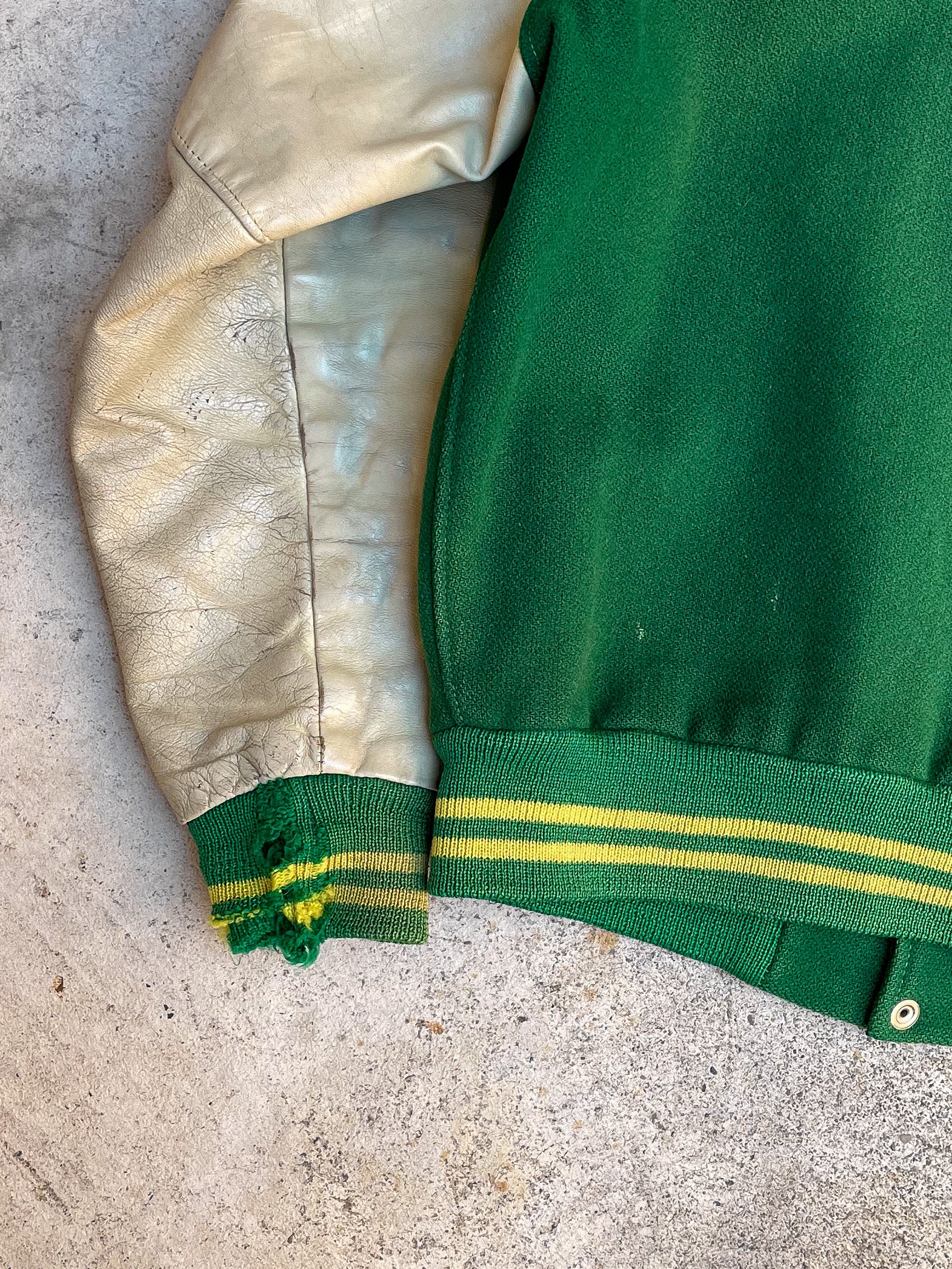 1970s Sun Faded Green Varsity Jacket