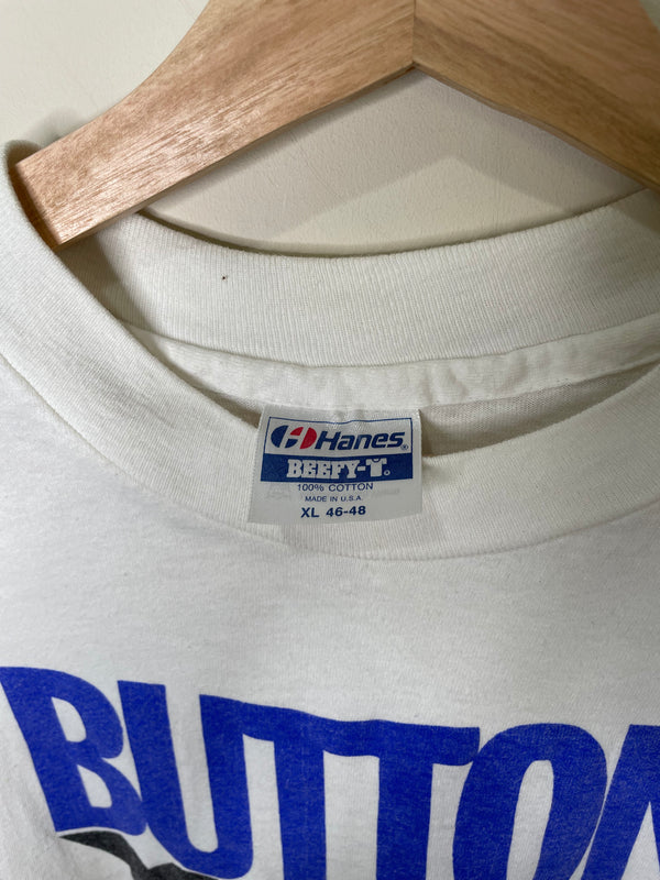 1990s “Button Your Fly” Levi’s Single Stitched Hanes Beefy Tee (L/XL)