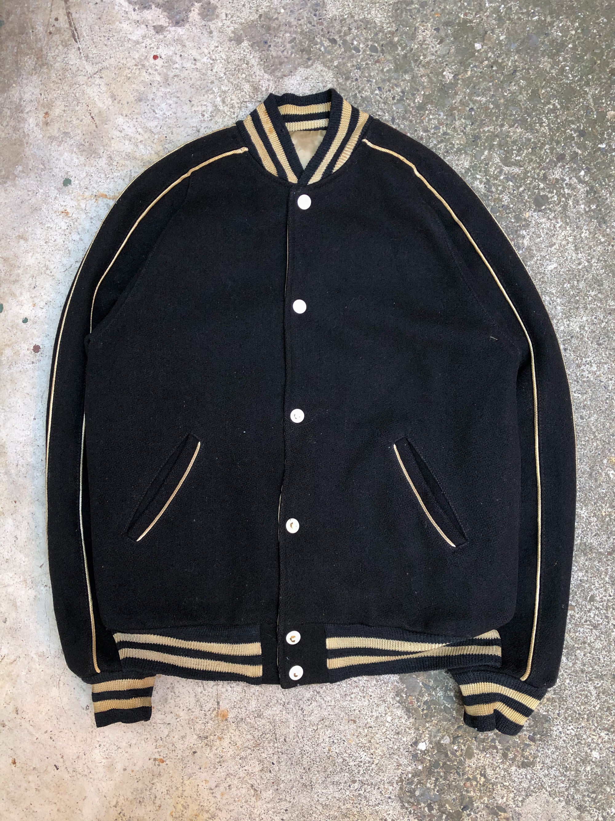 1950s Black Wool Reversible Varsity Jacket