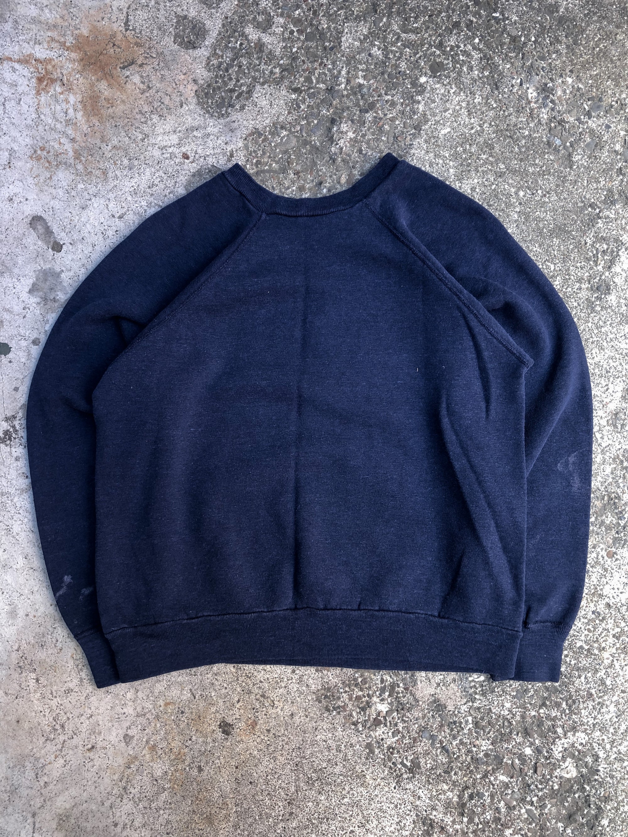 1970s Painted Faded Navy “Octopus” Raglan Sweatshirt (S)