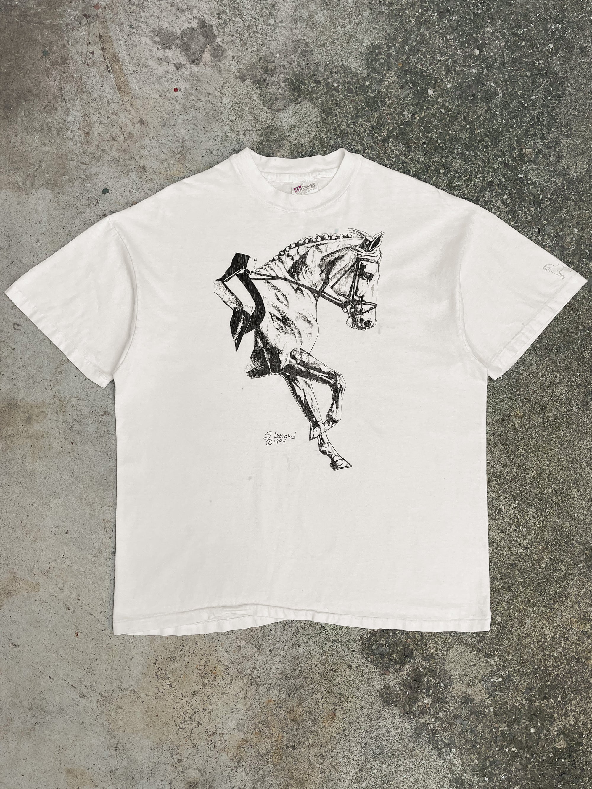 1990s “Horse Art” Single Stitched Tee (L)