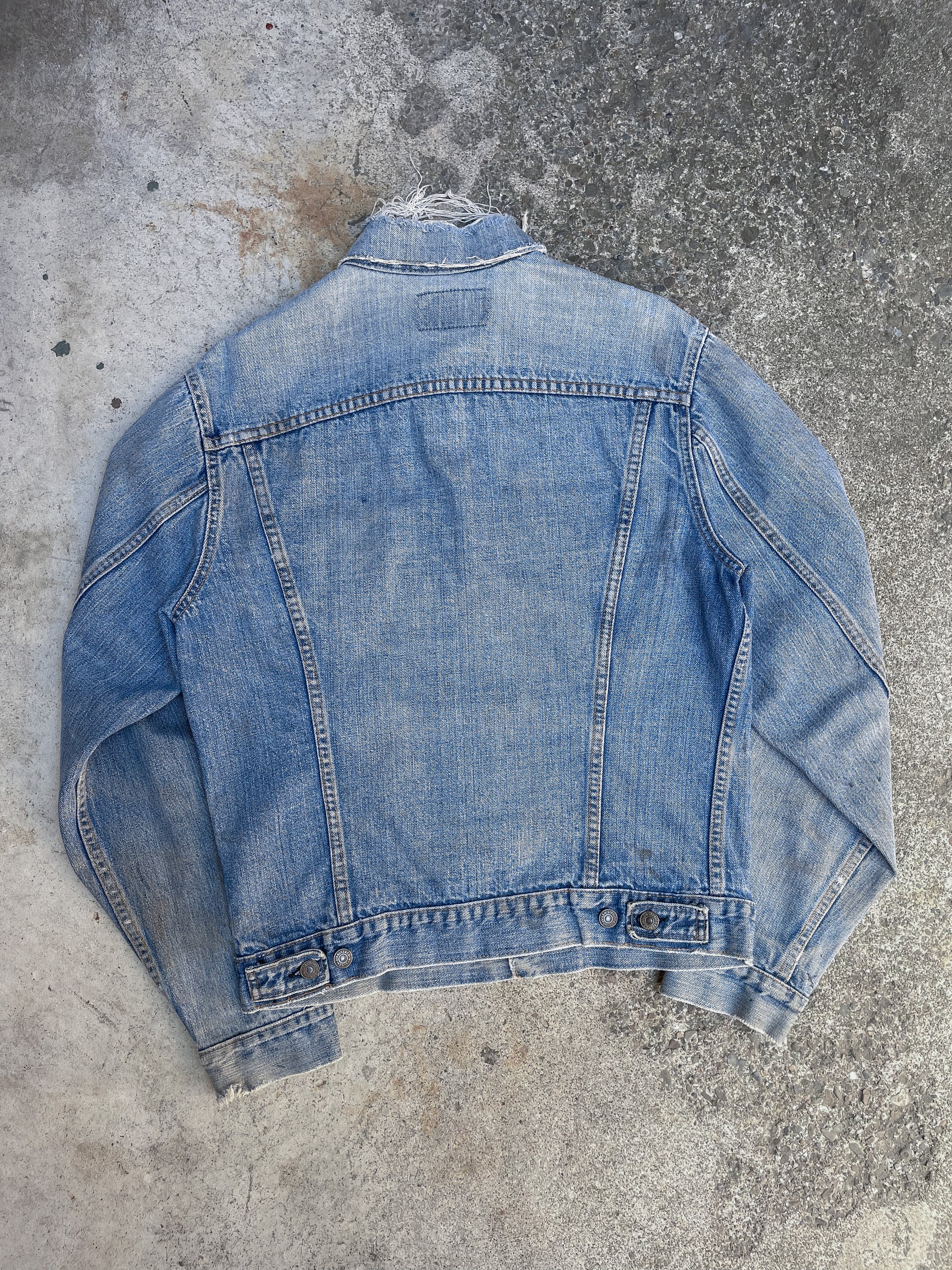 1970s Levi’s Sand Wash Distressed Collar Denim Trucker Jacket