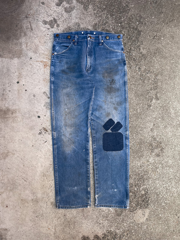 1990s Wrangler Patched Dirty Blue Denim (32X30)