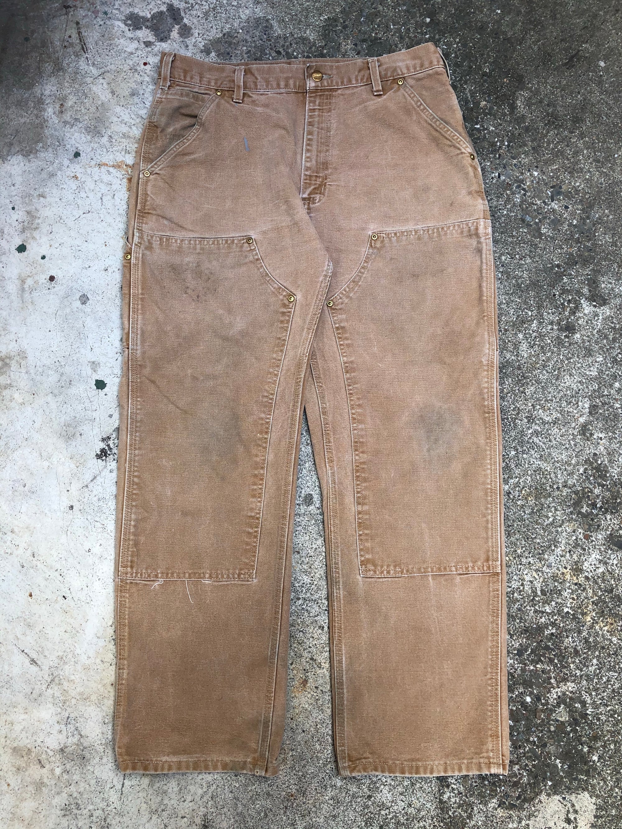 Carhartt B01 Tan Double Front Knee Work Pants (33X29)