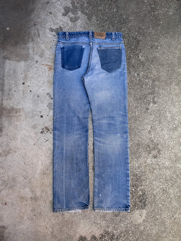 1980s Levis Patch Repaired Worn In Blue 517 (33X32)