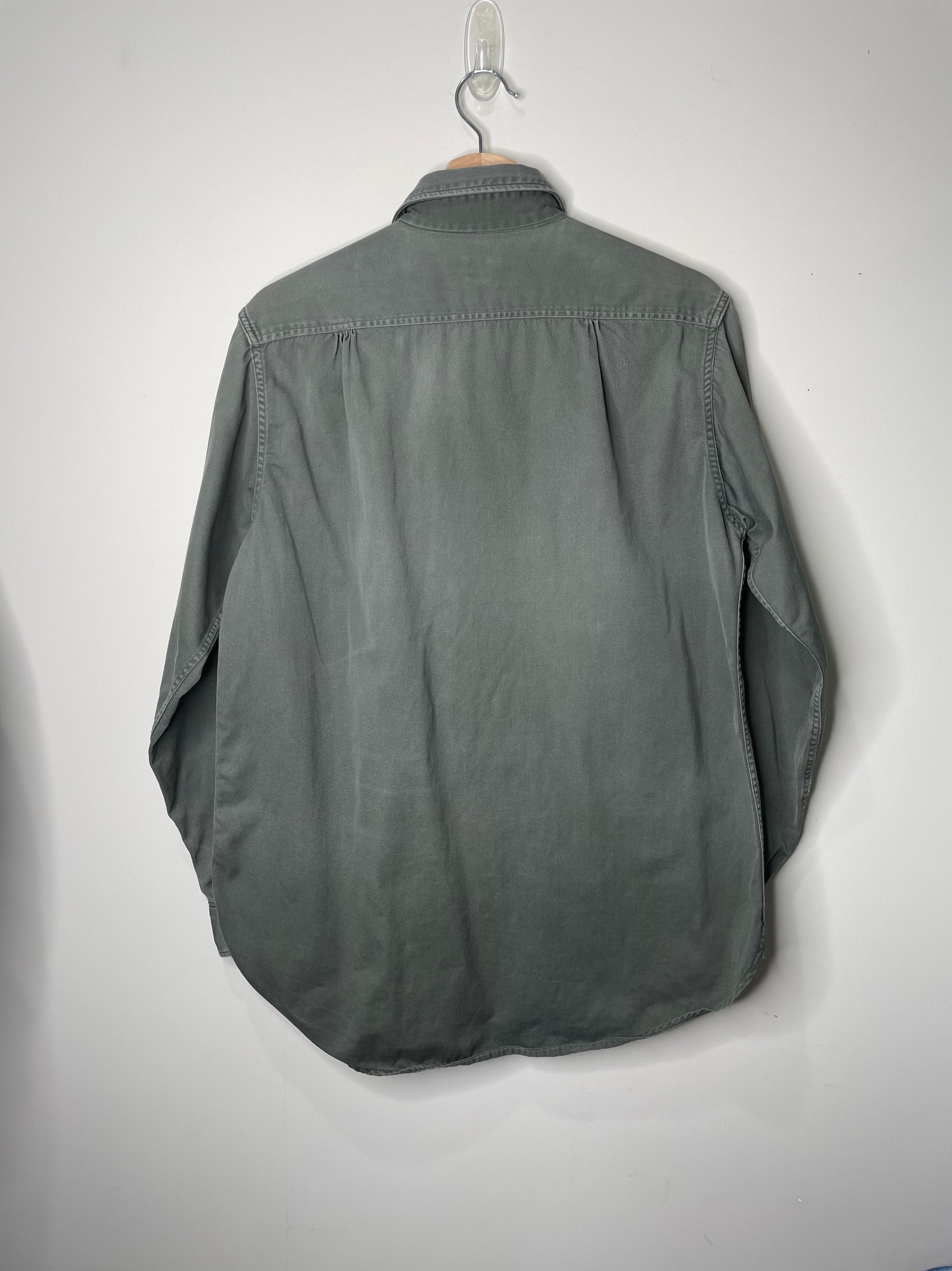 1960s Lee Faded Green Work Shirt (M)