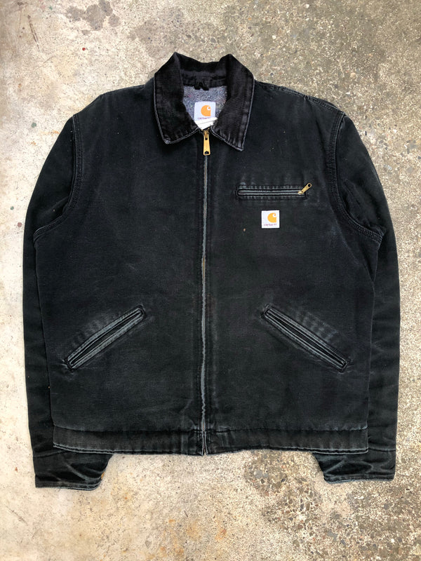 1990s Carhartt Faded Black Lined Work Jacket