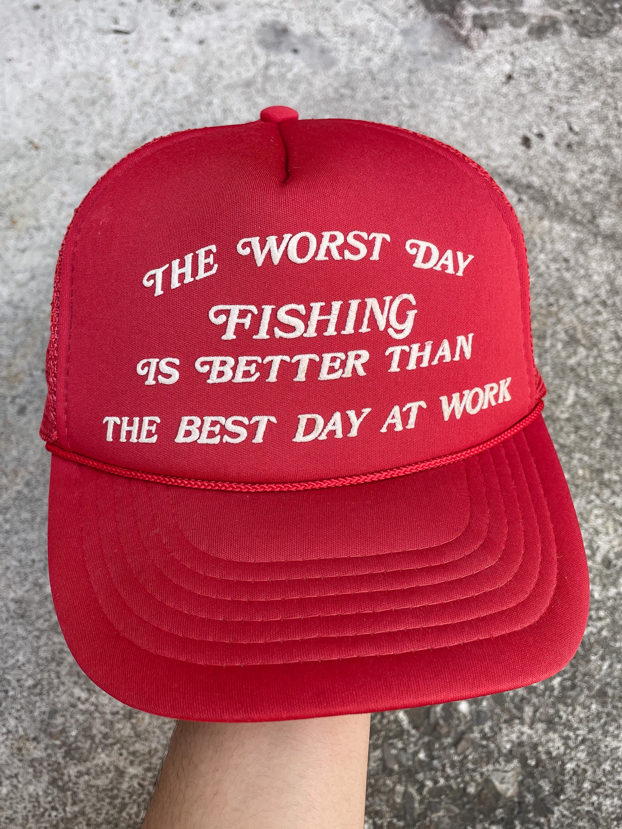 1990s “The Worst Day Fishing…” Trucker Hat