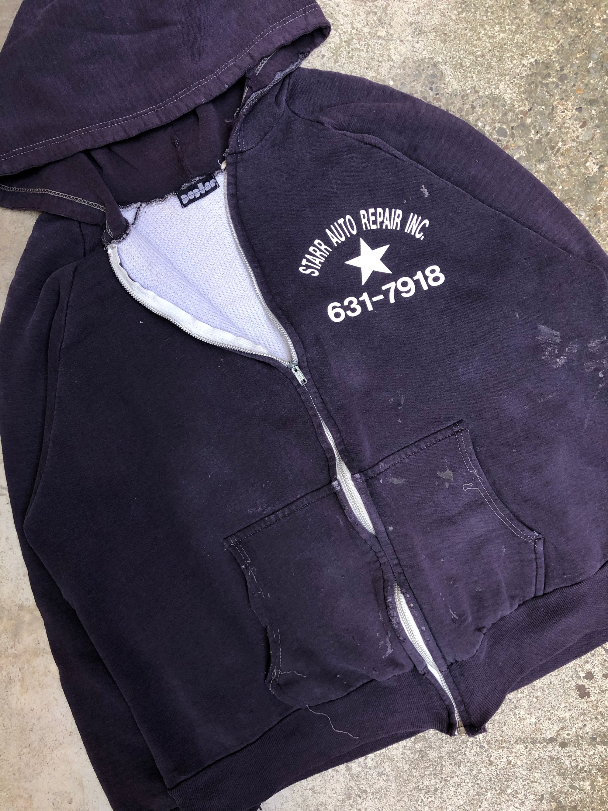 1980s Faded “Starr Auto Repair” Thermal Zip Up Hoodie