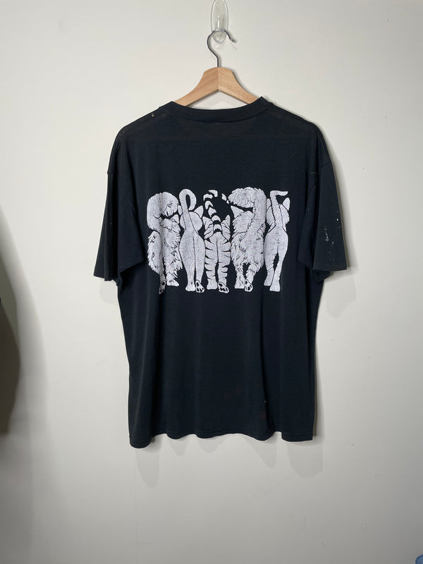 1990s Painted “Heads and Tails” Cat Single Stitched Tee (L)