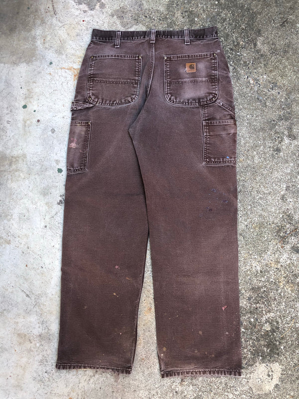 Carhartt B136 Dark Brown Double Front Knee Work Pants (31X30)