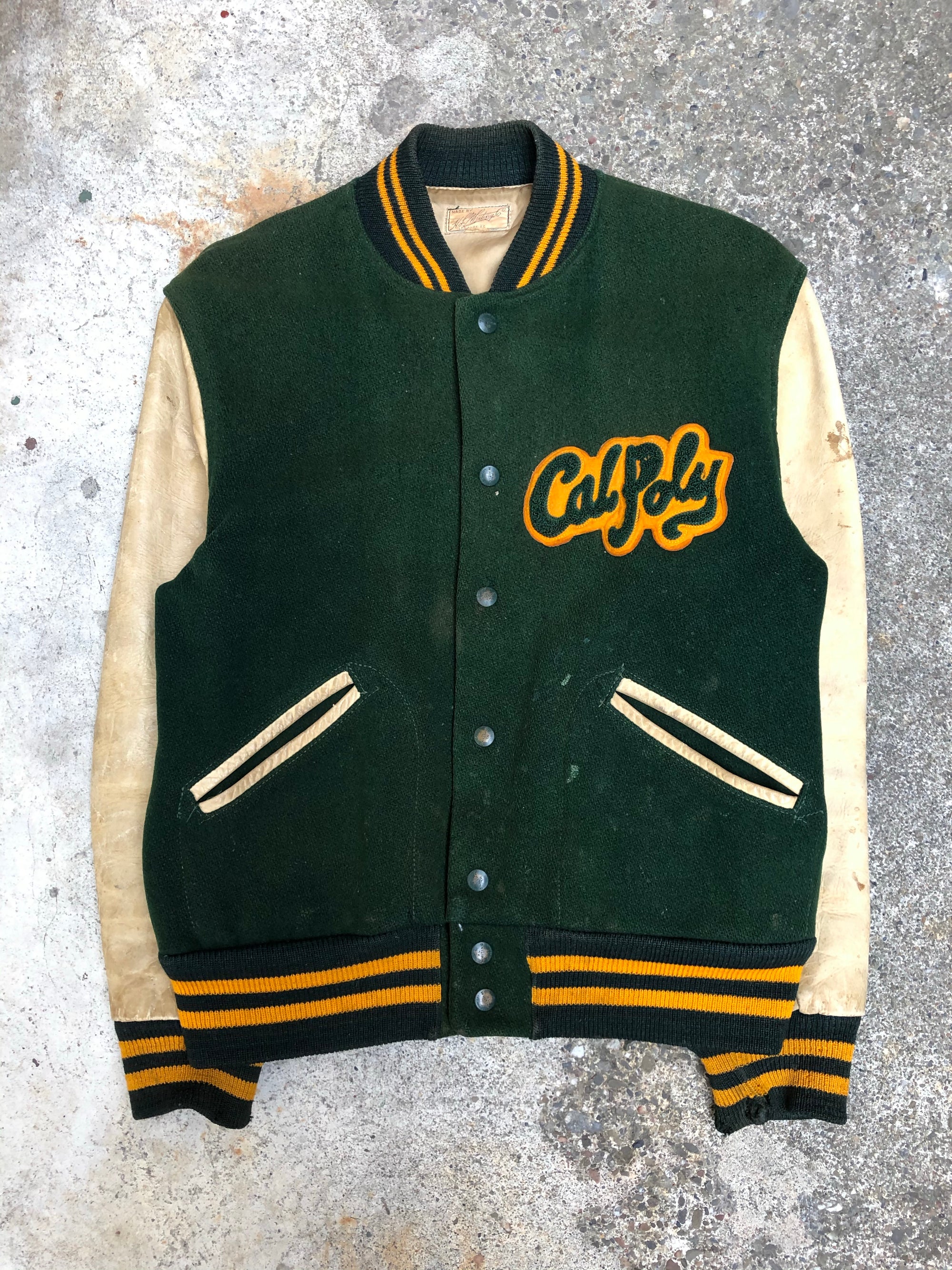 1960s Sun Faded Chain Stitch “Cal Poly” Varsity Jacket
