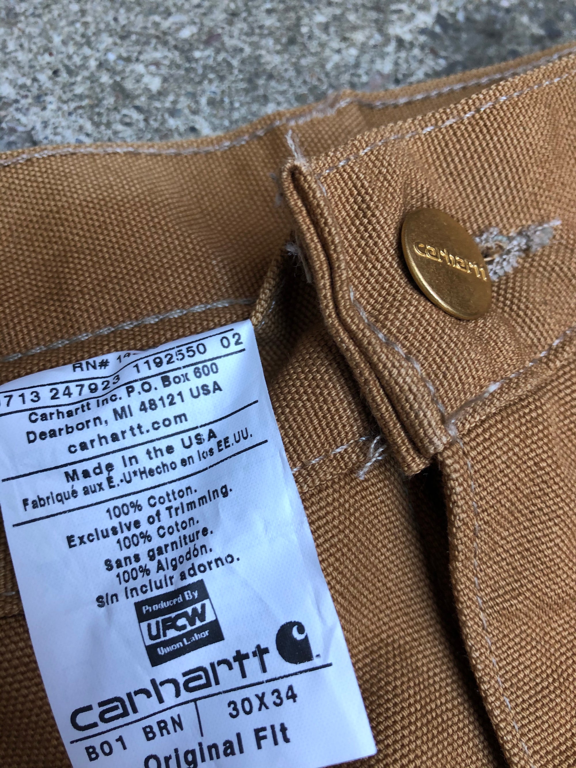 Carhartt B01 Sun Bleached Brown Double Front Knee Work Pants (30X33)