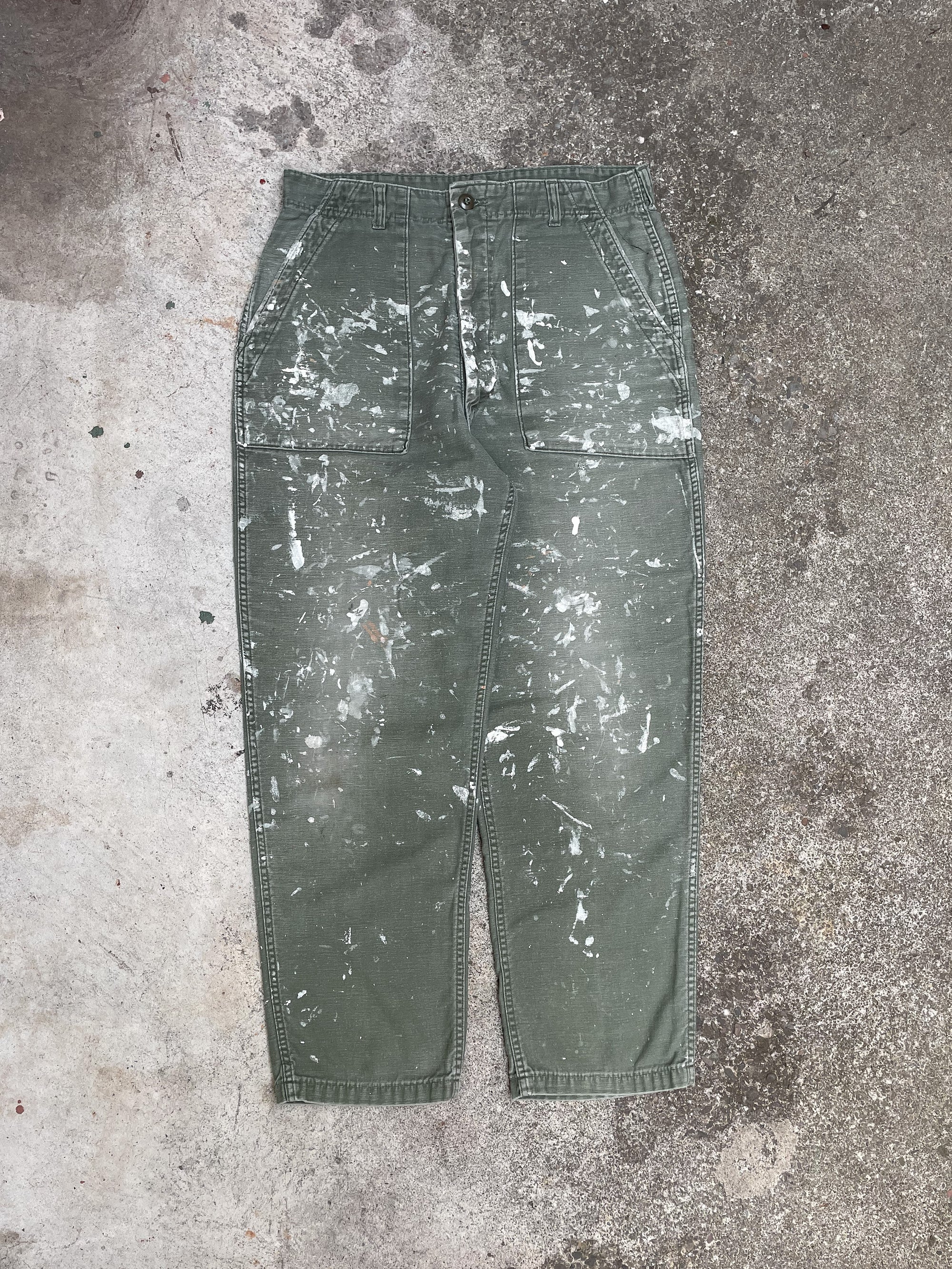 1960s Painted Faded OG-107 Military Pants (32X28)