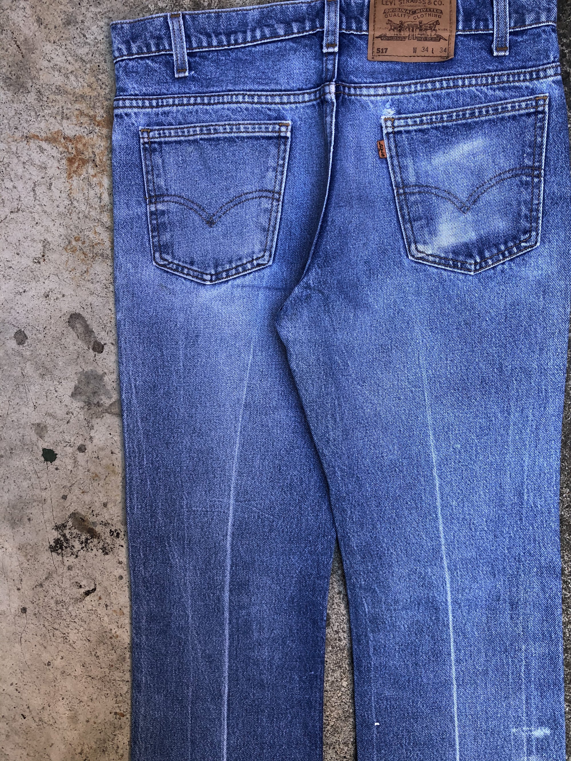 1990s Orange Tab Levis Faded Blue 517 (33X32)