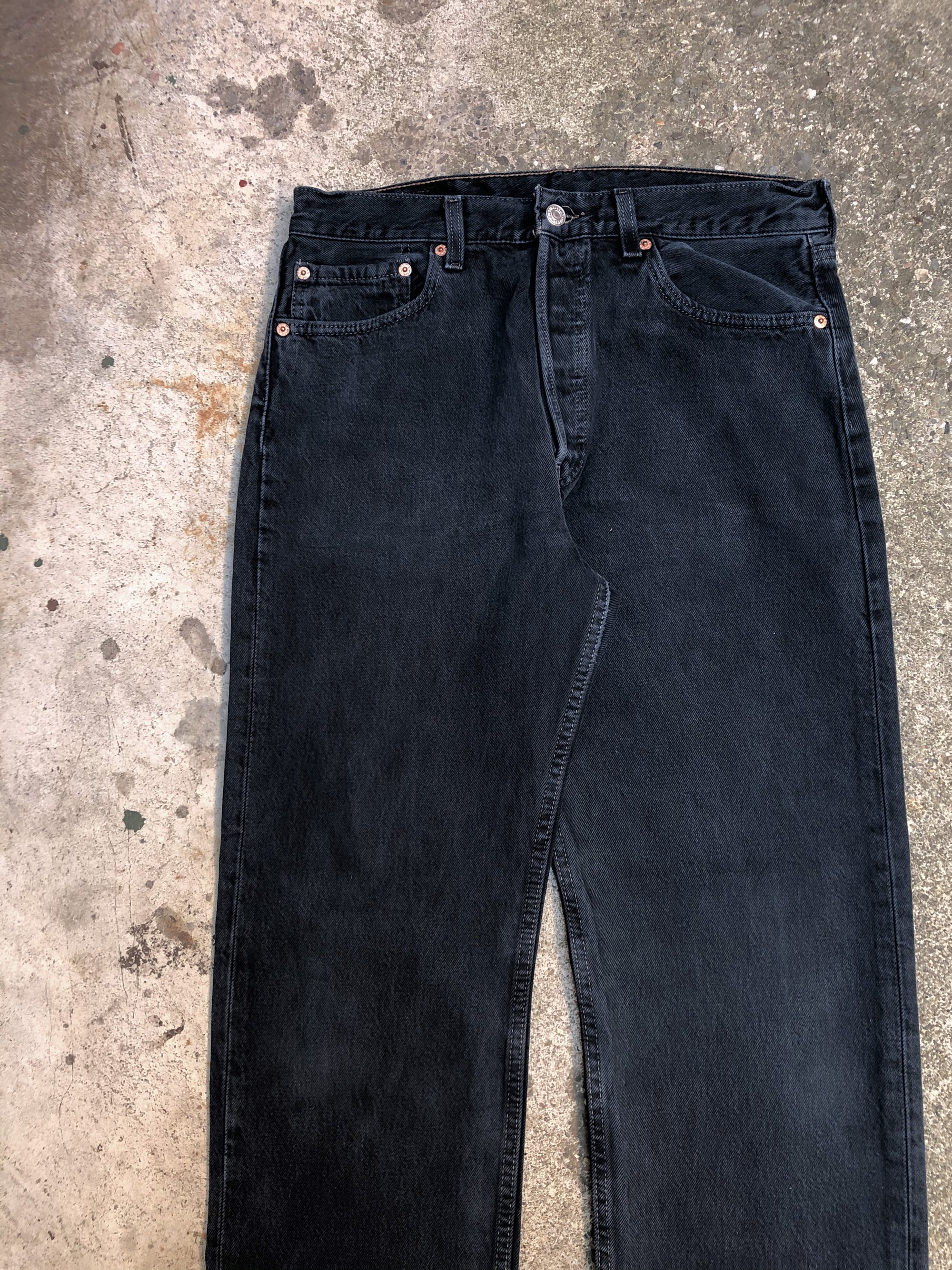 1990s Levis Faded Midnight Navy 501 Released Hem (31X30)