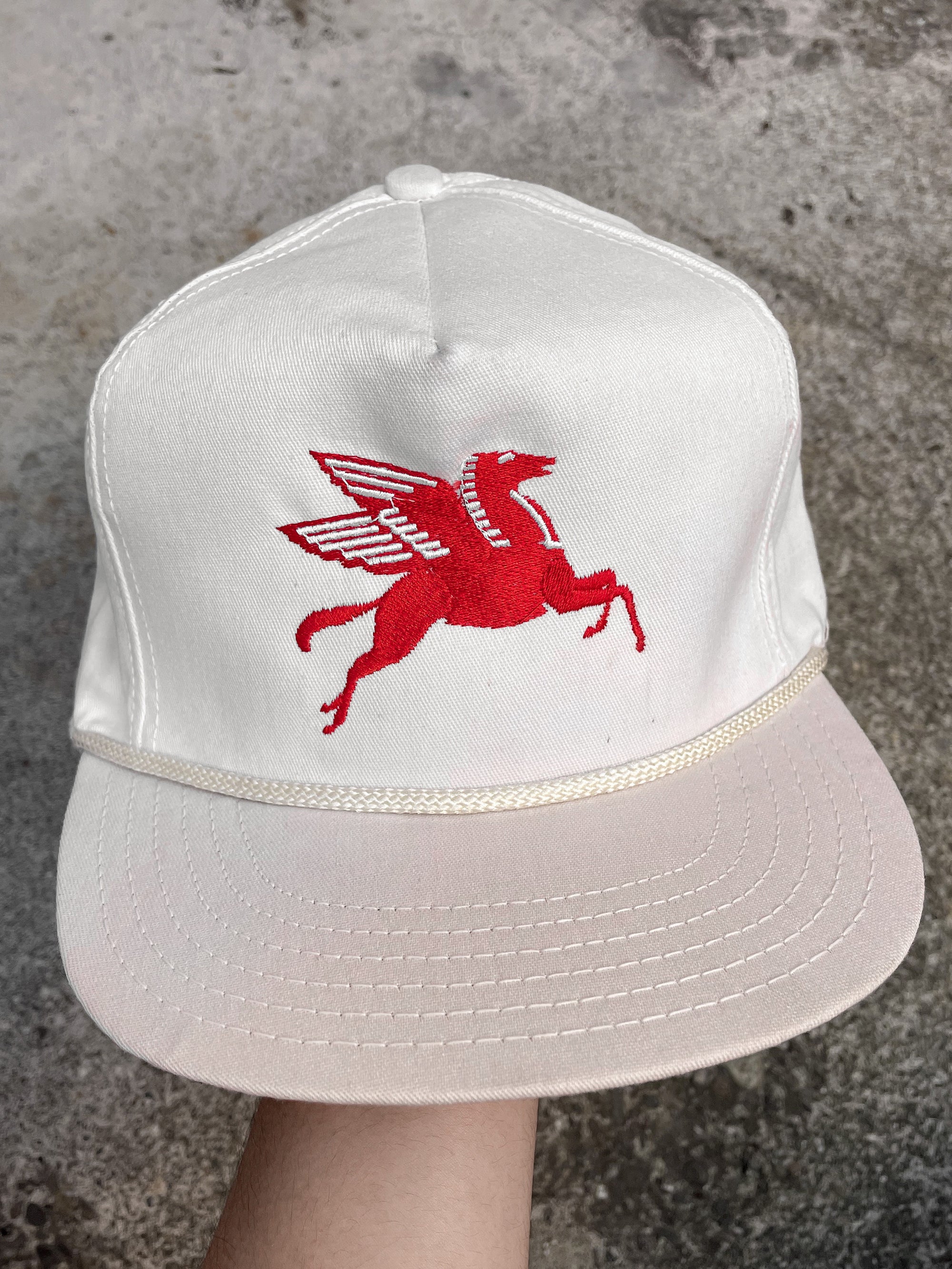 1980s “Mobil Pegasus” Embroidered Trucker Hat