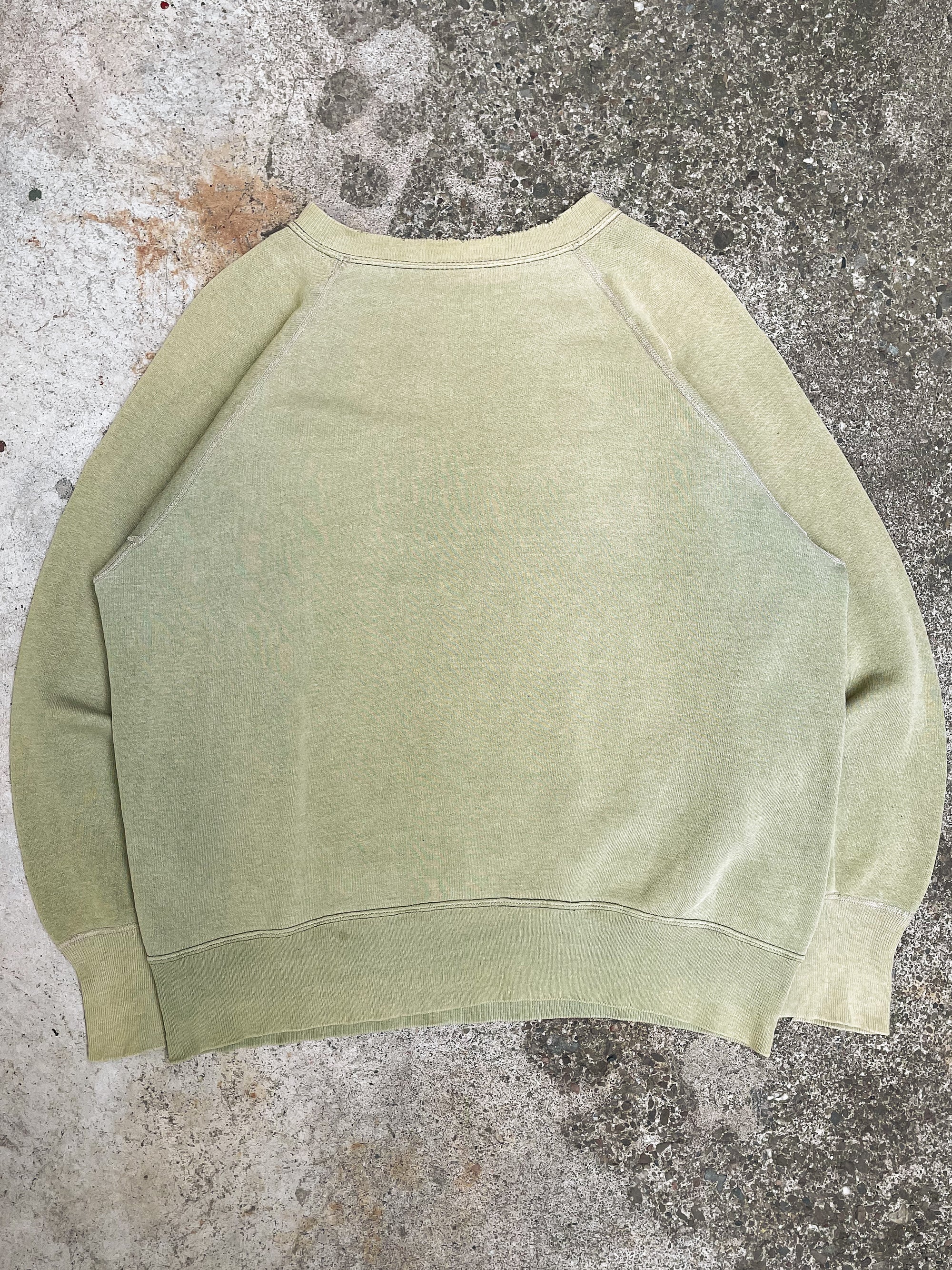 1960s Faded Green Raglan Gusset Sweatshirt