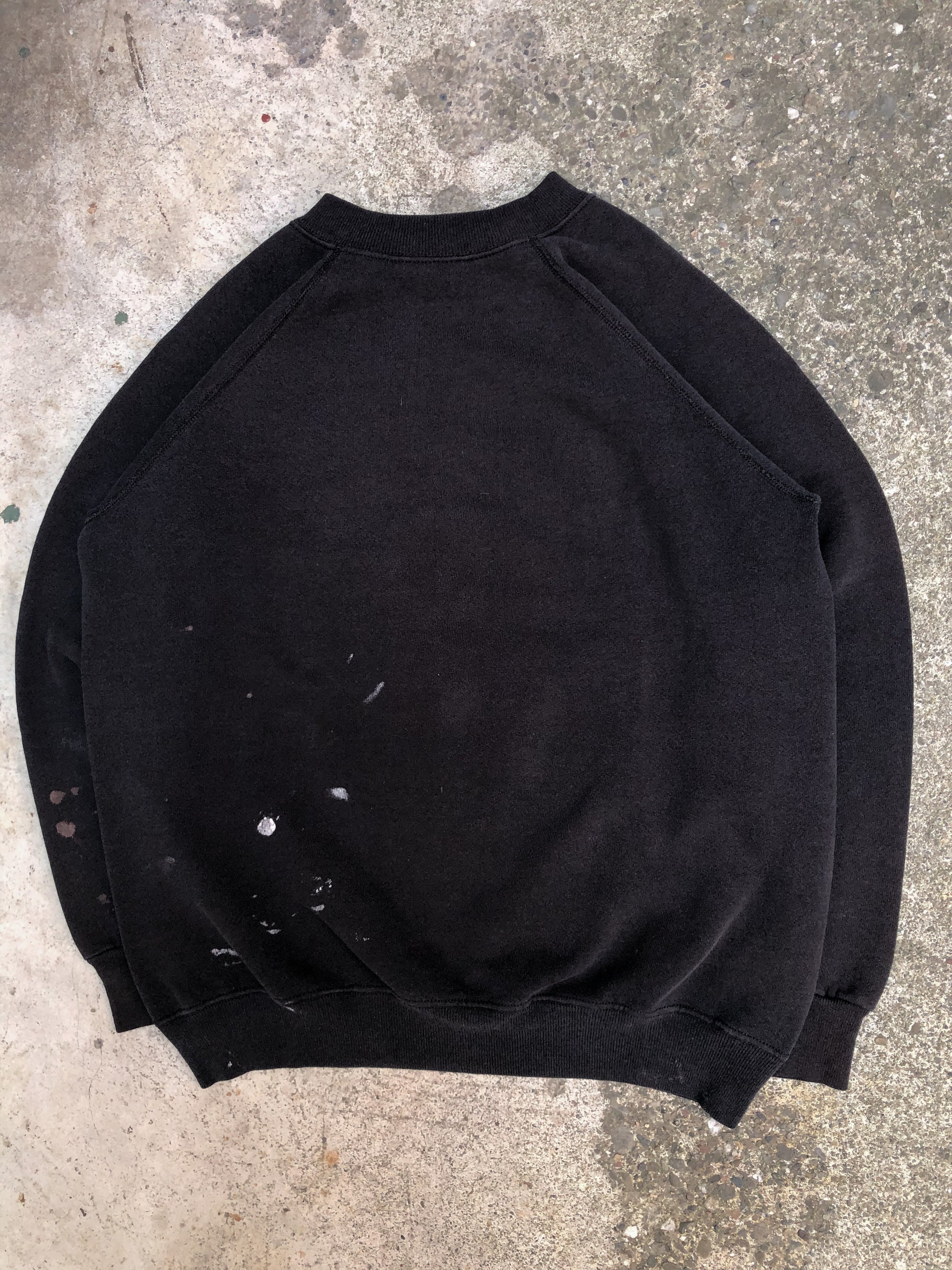 1990s Painted Faded Black Blank Raglan Sweatshirt