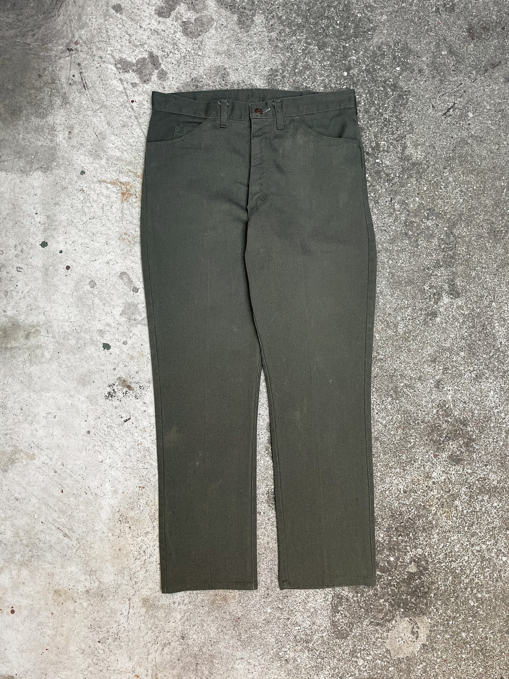 1970s Penney Faded Green Pants Talon Zip (31X28)
