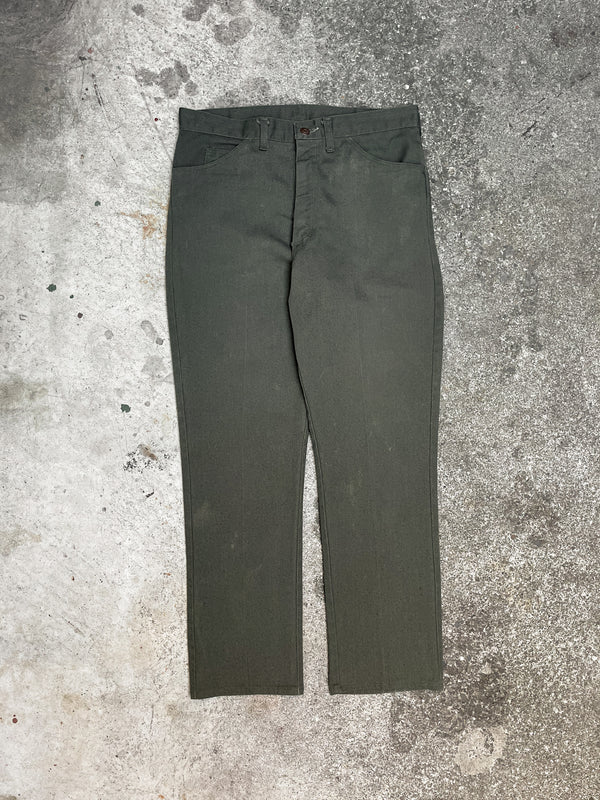 1970s Faded Green Pants Talon Zip (31X28)