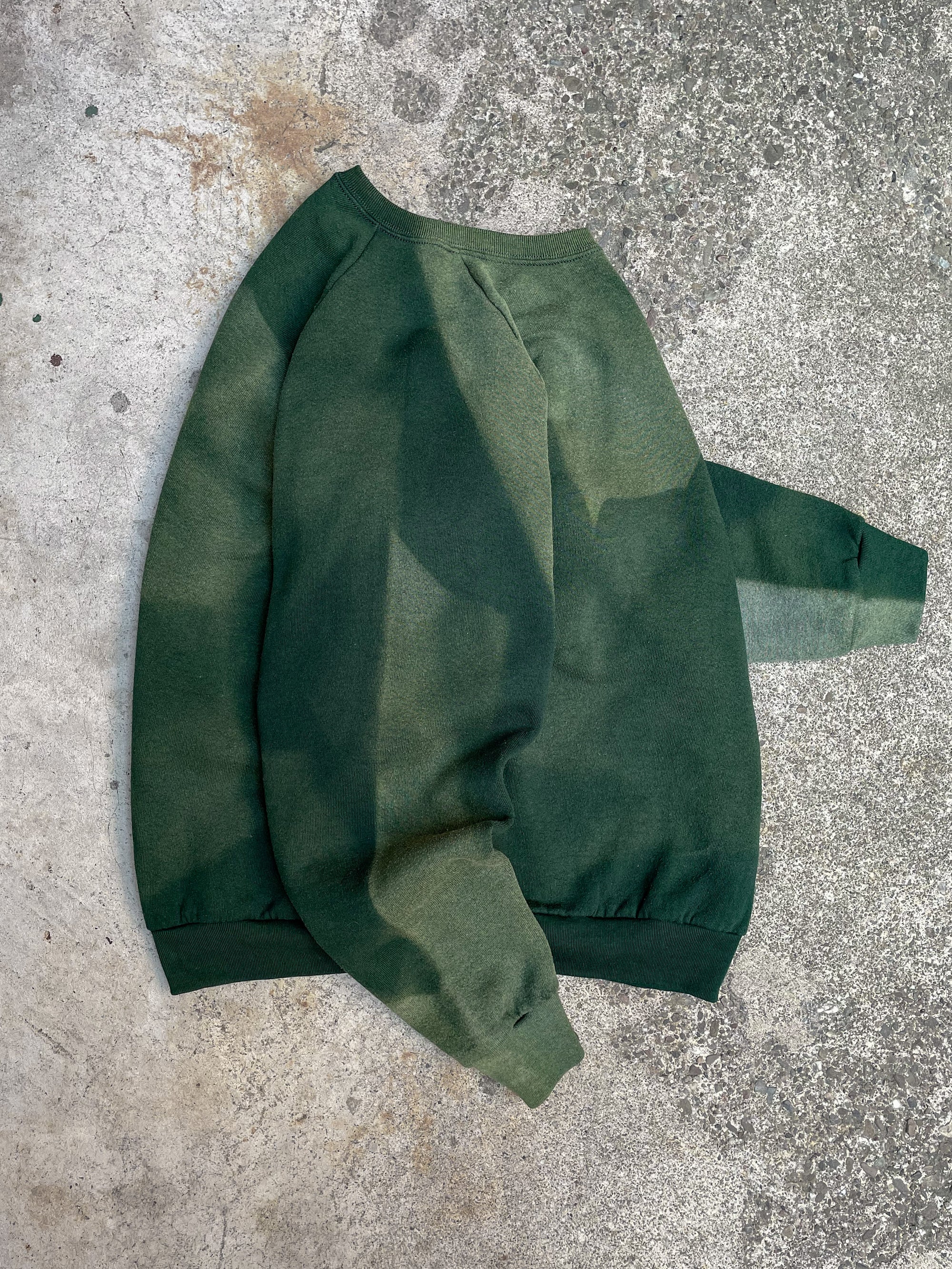 1990s Sun Faded Green Blank Raglan Sweatshirt