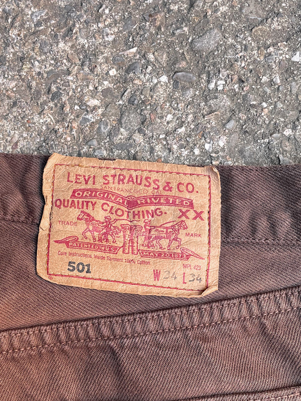 1990s Levi’s Faded Brown 501 Released Hem (31X33)