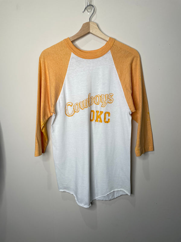 1970s “Cowboys Stay On Longer” Raglan Tee (S)