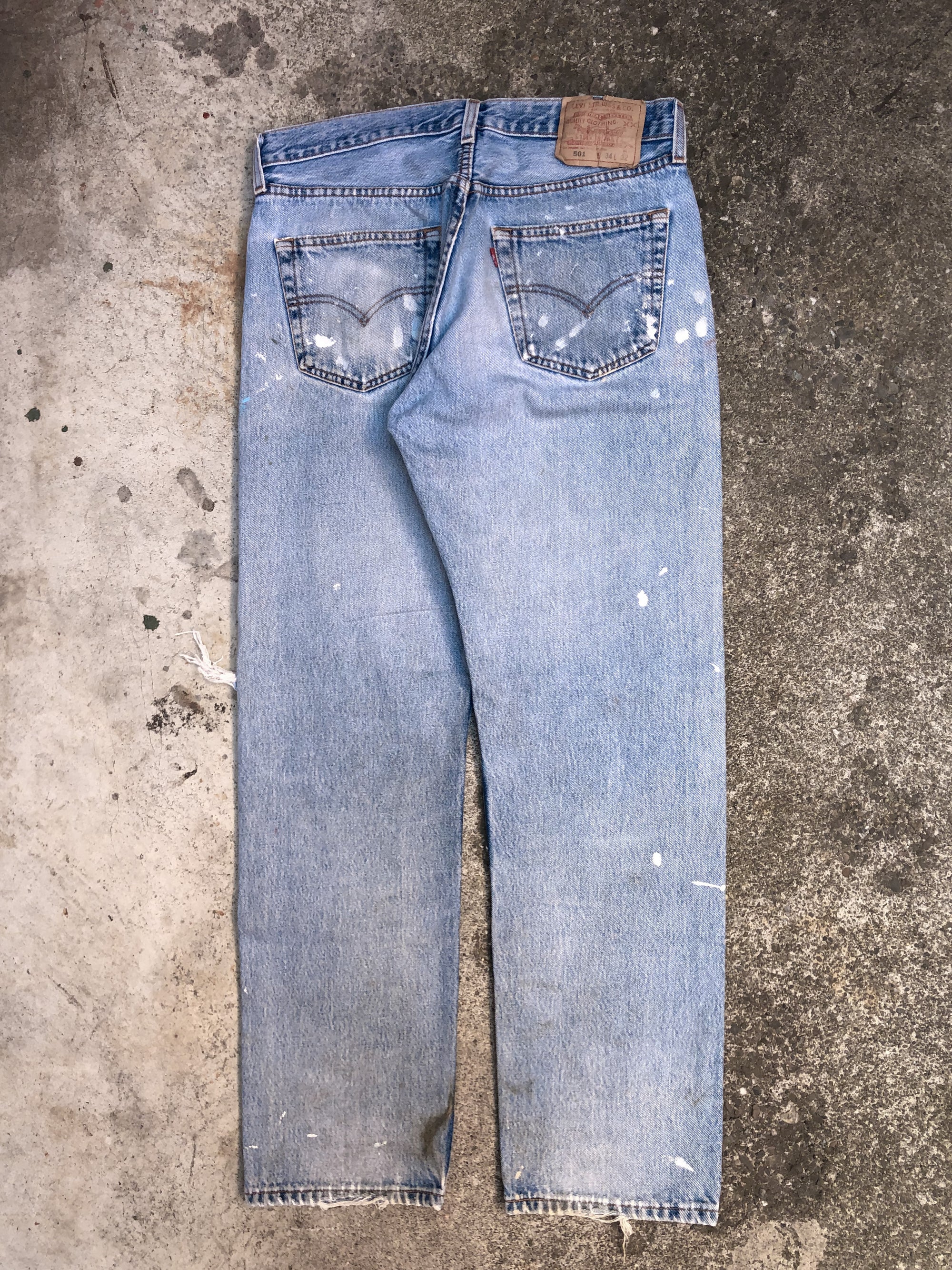 1990s Levis Painted Distressed Faded Blue 501 (32X30)