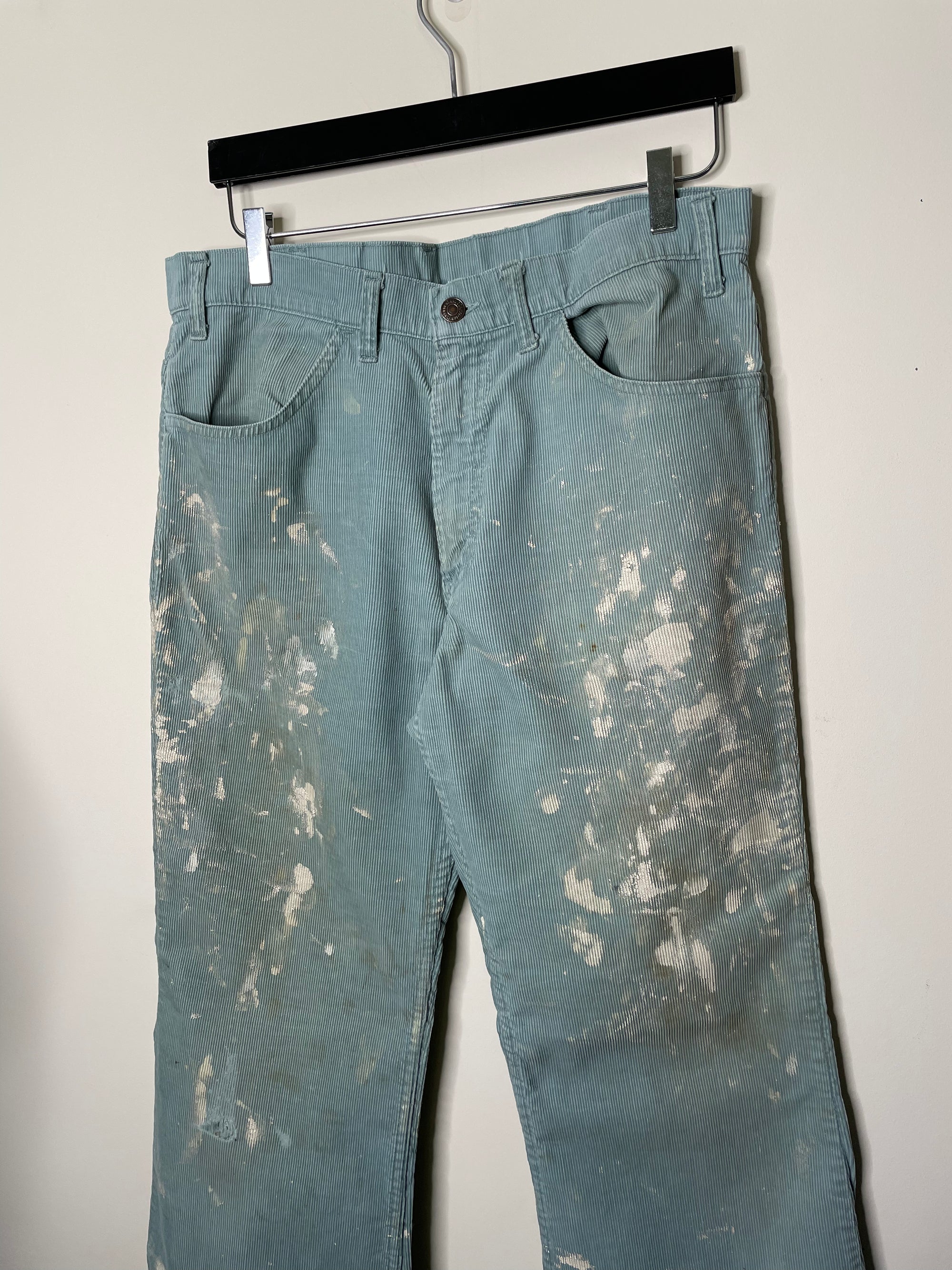 1970s Levi’s Painted Mint Corduroy 663 Flares Talon Zip (33X31)