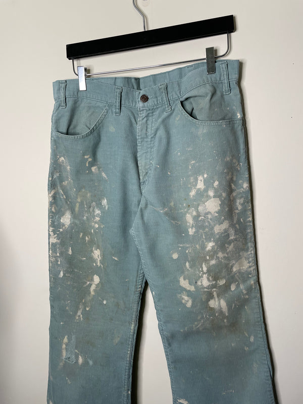 1970s Levi’s Painted Mint Corduroy 663 Flares Talon Zip (33X31)