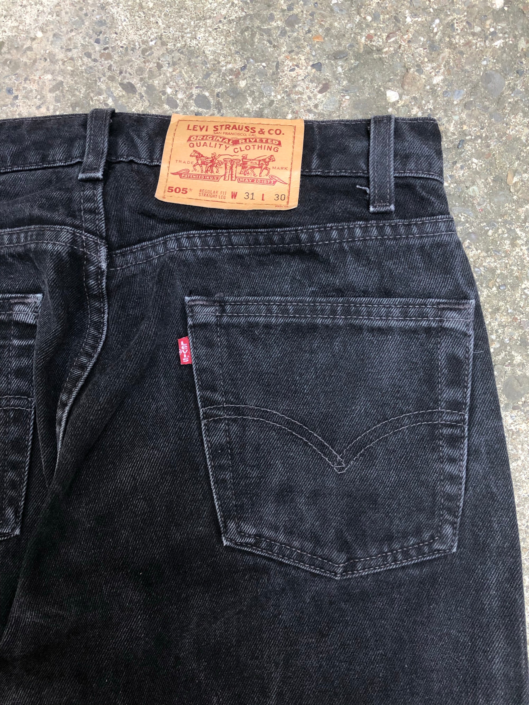 1990s Levis 505 Black Released Hem (30X31)