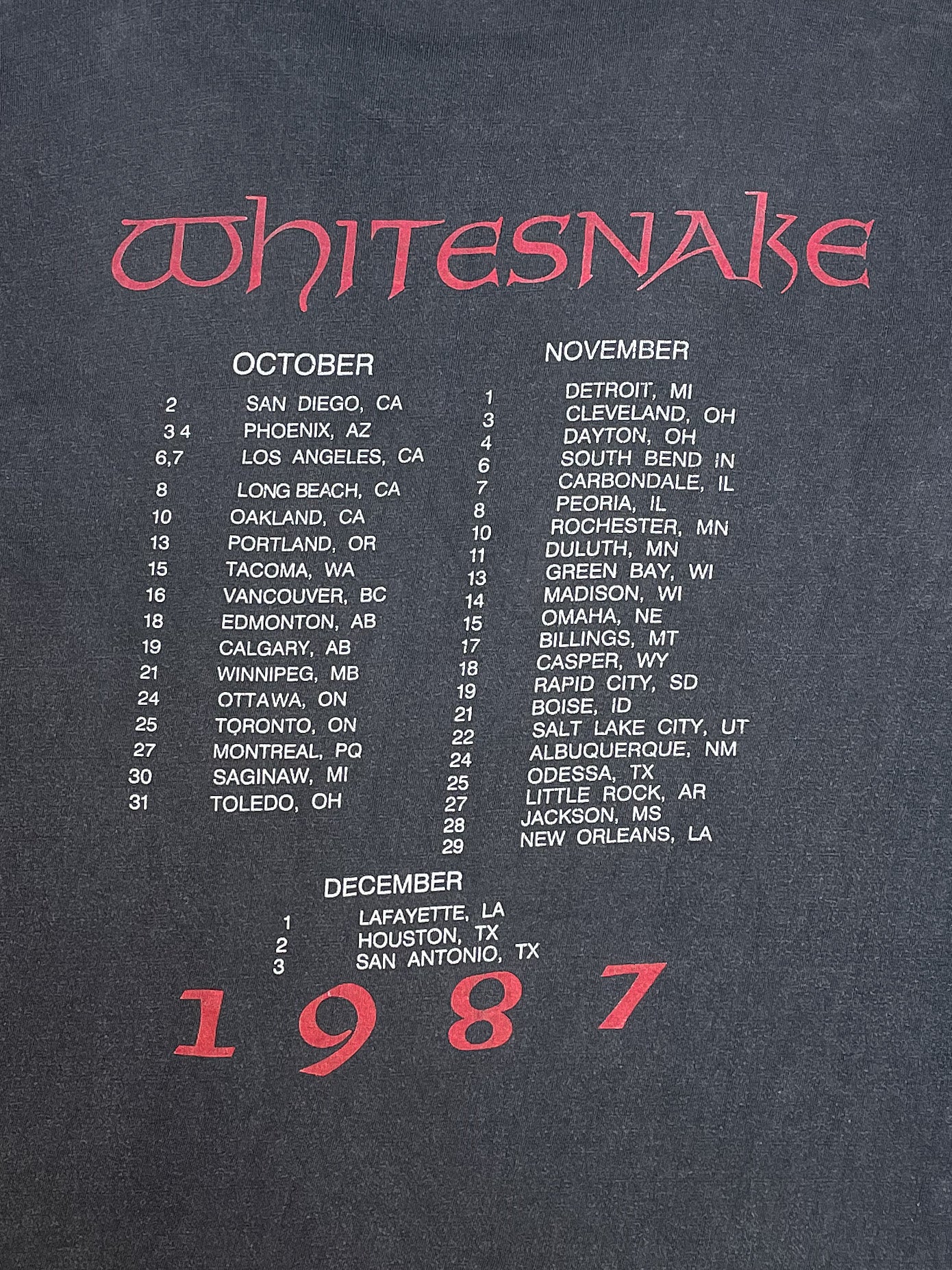 1987 Whitesnake “David Coverdale” Single Stitched Tour Tee