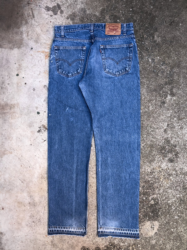 1990s Levis Painted Blue 505 Released Hem (33X32)