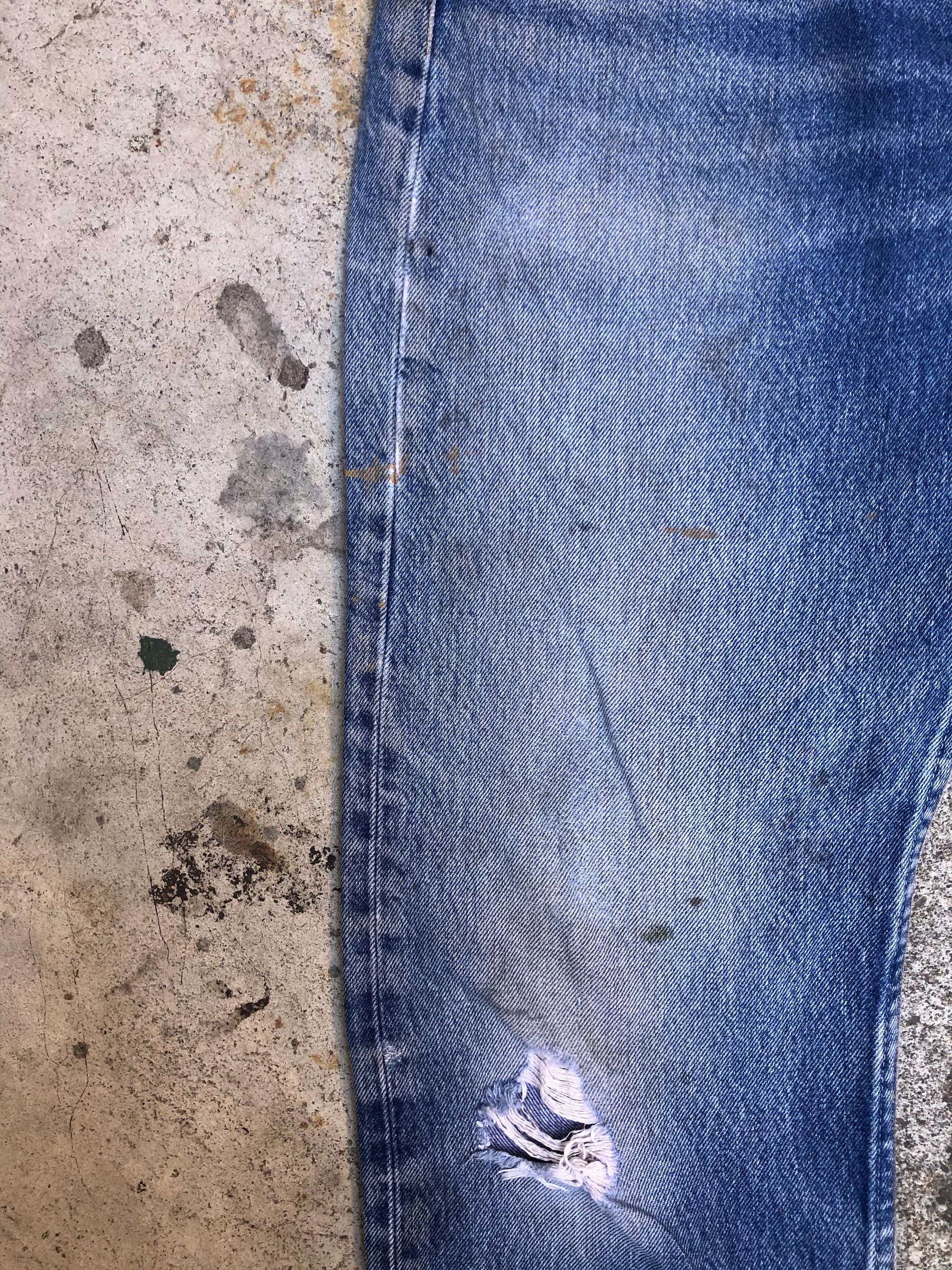 1990s Levis Worn In Blue 501XX Raw Hem (32X28)