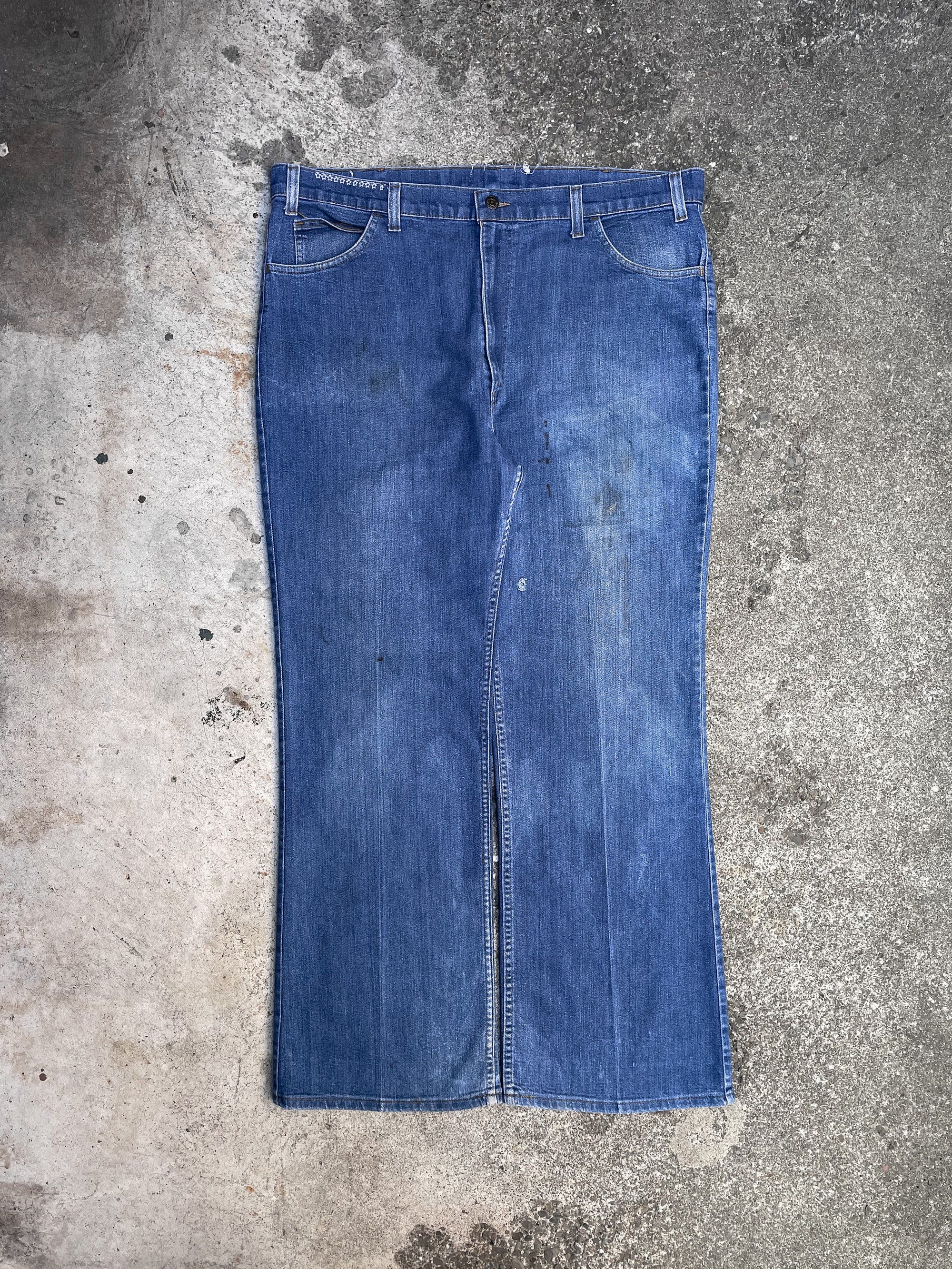 1970s/80s Orange Tab Levi’s Worn In Blue 517 Talon Zip (39X30)