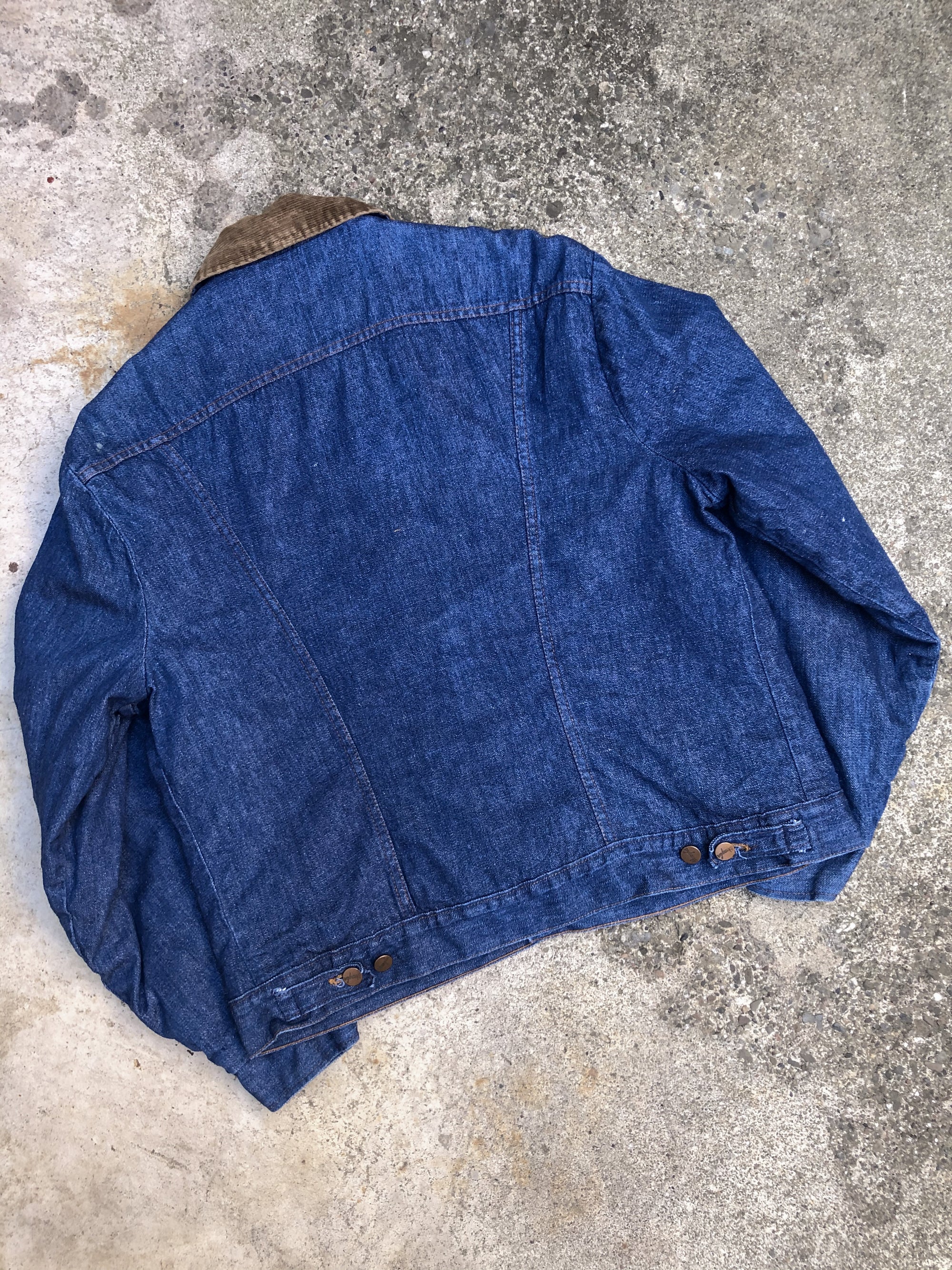 1980s Wrangler Corduroy Collar Blue Denim Sherpa Lined Work Jacket (M)