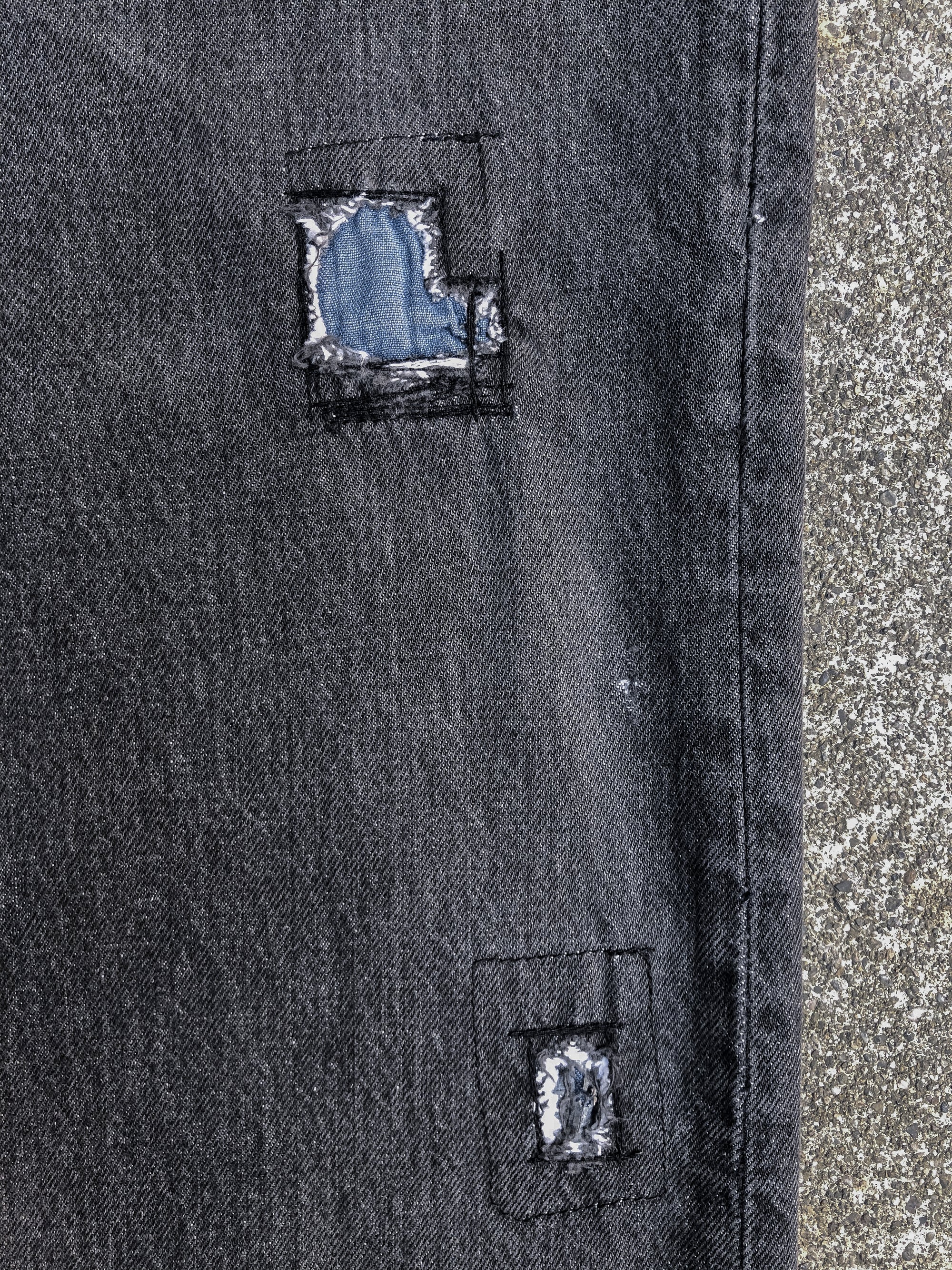 1990s Levis Repaired Dark Grey 501 Released Hem (36X30)