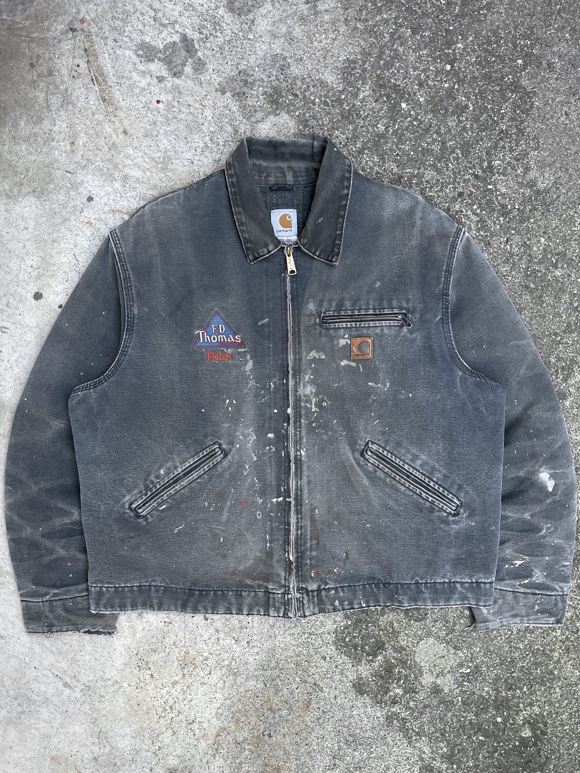 Carhartt “Rick” Painted Faded Petrol Blue Lined Work Jacket (L/XL)