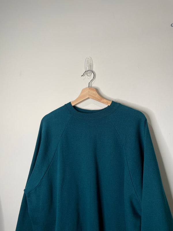 1990s Deep Green Raglan Sweatshirt (XL)