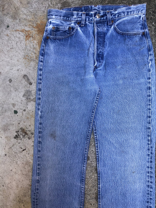 1980s Levis Faded Blue Raw Hem 501 (29X28)